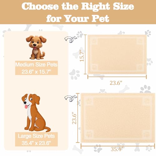 Darkyazi Pet Feeding Mat Large for Dogs and Cats,24"×16" Flexible and Easy to Clean Feeding Mat,Best for Non Slip Waterproof Feeding Mat. (Beige) - color: Beige