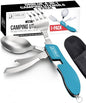 Orblue 4-in-1 Camping Utensils, 1-Pack, Portable Stainless Steel Spoon, Fork, Knife & Bottle Opener Combo Set - Travel, Backpacking Cutlery Multitool, Blue - color: 1-PACK Ultramarine Blue