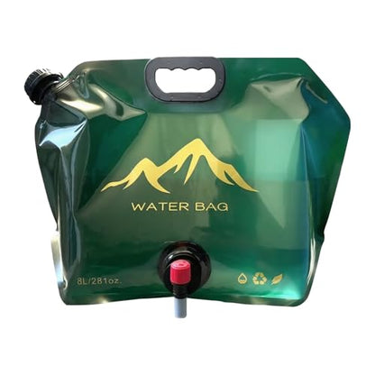 Collapsible 2-Gallon Water Jug Portable Camping Bag with Leak-Proof Spigot Durable BPA-Free 8L Collapsible Water Container for Hiking Camping Emergency Prep (Green) - color: Green