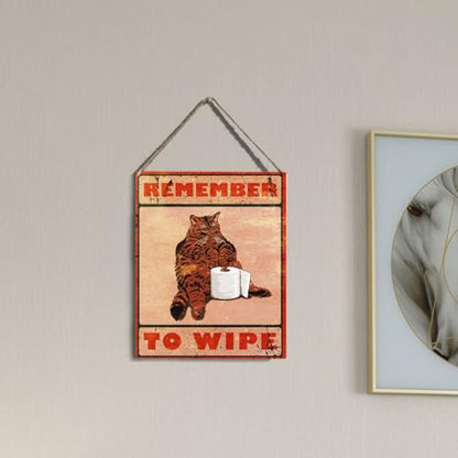 wall-pediments MP 469 Remember To Wipe Tabby Cat Toilet Plaque, 6.7 x 10 Inches Funny Bathroom Decor - color: Generic 9954