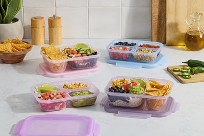 Ello Snap & Nest 10-Piece 3 Cup Plastic Divided Meal Prep Set, Reusable Food Containers for Healthy Eating, Freezer, Dishwasher Safe, Berry Fields - color: Berry Fields, size: Divided Meal Prep