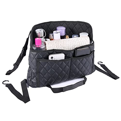 Car Pocket Handbag Holder - Leather Seat Back Organizer Barrier for Backseat Pet, Kids - Black - color: Upgraded Black
