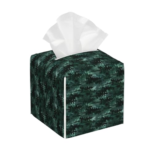 Forest Green Pine Trees Tissue Box Cover Square Tissues Boxes Decorative Facial Paper Organizer for Friends, Home Nightstands Bathroom Table Decor - color: Color_17