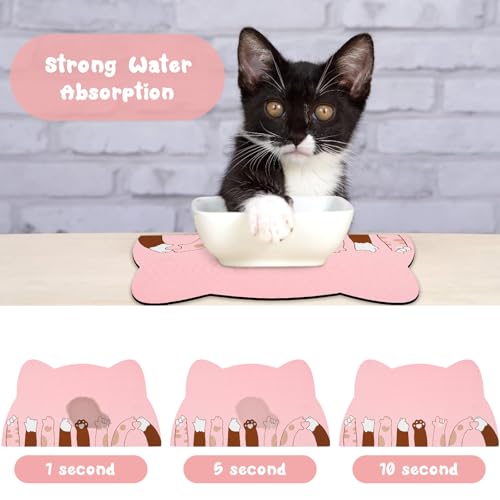 Pet Feeding Mats - Absorbent Cat Food & Water Mats, Pink, 17.7 * 9.8 inch - color: Pink, size: Small