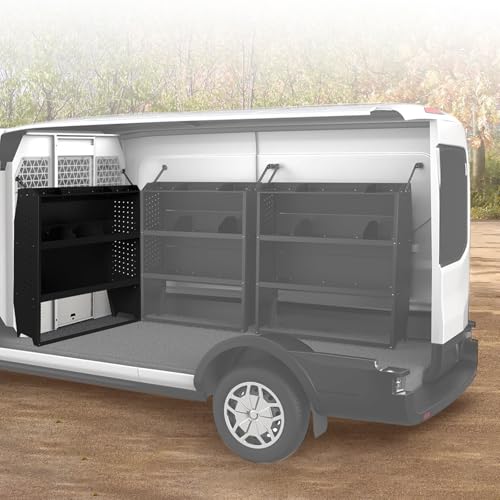 Black Steel Cargo Van Shelving Storage System Adjustable Height Fit for Ford Transit Connect 2014+, Ram Promaster City, Chevy City Express, Nissan NV200 42" W x 43" H x 13" D - size: 42" W x 43" H x 13" D