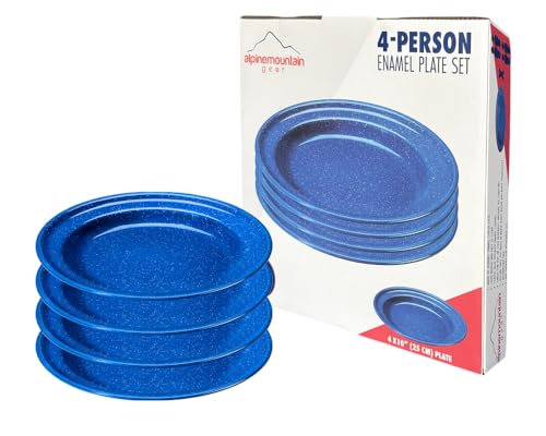 Enamelware for Camping and Backpacking - Camping Cookware Gear Essentials for Outdoor/Indoor Use and Backpacking Adventures (Made by Caddis Sports) (10 Inch Plate (4 Pack)) - style: 10 Inch Plate (4 Pack)