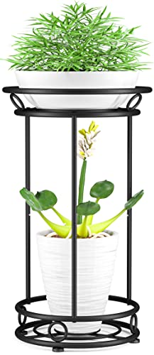 YIUKEA Plant Stand Indoor Outdoor - Metal Planter Holder Shelf Tall Tiered Flower Pot Display Organizer Rack for Garden, Patio, Living Room, Bathroom, Office (Black) - color: Black
