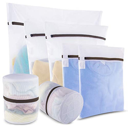 GOGOODA Mesh Laundry Bags for Delicates Durable Protective Wash Bags Travel Storage Bags for Intimates Lingerie, 7PCS （1XXL,2L,2M,2 Bra Bags） - size: 1XXL,2L,2M,2 Bra Bags