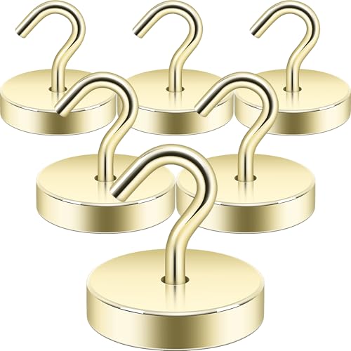 Neosmuk Magnetic Hooks Steel Tube Design for Cruise,100lb+ Gold,6 Pack | Cruise Ship Essentials,Heavy Duty Magnett Hooks for Cabins, Refrigerator, Grill, Hanging, and Travel Extra Strong Must-Haves - color: Gold, size: 100lb Magnetic Hooks