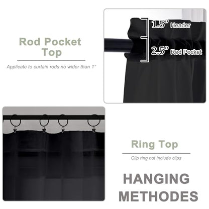 OWENIE Sheer Curtains 84 Inches Long 2 Panels Set, Black Sheer Curtain for Living Room Bedroom, Modern Filmy Rod Pocket Curtains Drapes, 2 Pcs, Each 59 W x 84L, Black - color: Black, size: 59"W x 84"L (Pack of 2)