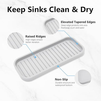 Silicone Sponge Holder Kitchen Sink Organizer Tray Dish Caddy Soap Dispenser, Scrubber Spoon Holder,Dishwashing Accessories 2 Pack (White) - color: White