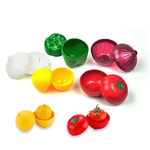 OUKEYI 5-Piece Set Fruit Container Refrigerator,Onion Storage, Vegetable Storage, Onion, Lemon, Green Pepper, Tomato, Garlic Storage Container, Refrigerator Preservation