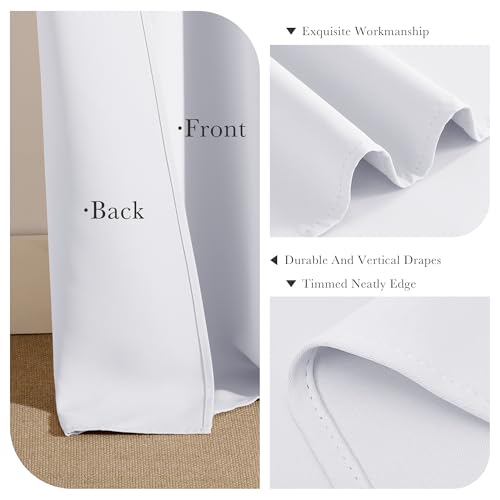 PONY DANCE White Window Curtains - Window Dressing Soft Fabric Back Tab/Rod Pocket Kids Drapes Privacy Protect for Bedroom & Bathroom, 42 W x 54 inch L, Pure White, 2 PCs - color: Pure White, size: 42"W x 54"L (Pack of 2)