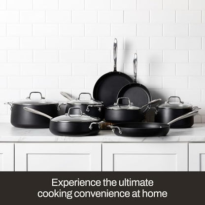 All-Clad Hard Anodized Expert Nonstick Cookware Set, -7 Piece Pots and Pans Set, Induction, OvenSafe 500F - Includes Frying Pans, Saucepan, Sauté-Pan, Stockpot, Professional Cookware - Black - size: 7 Piece Cookware Set