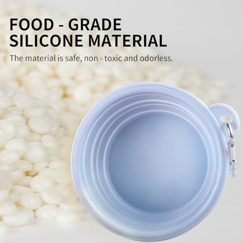 Collapsible Dog Bowls 2-Pack, Portable Travel Dog Bowl with Carabiner, Food-Grade Silicone Pet Bowl for Hiking, Walking(Macaron Pink and Blue) - color: 12 OZ Macaron Pink and Blue