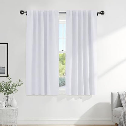 Pony Dance Blackout Curtains Thermal Insulated Window Treatment Panels Room Darkening Shade Drapes for Living Room Back Tab/Rod Pocket Bedroom Draperies, 34 x 63 Inch, Pure White, 2 Panels - color: Pure White, size: 34"W x 63"L (Pack of 2)