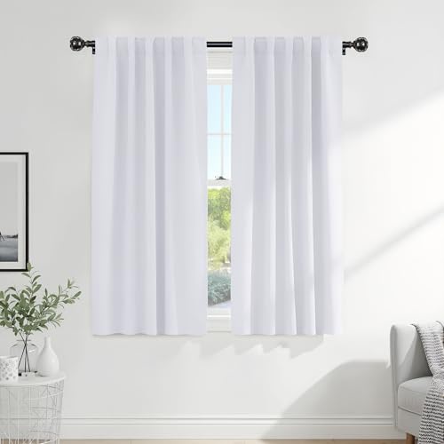 Pony Dance Blackout Curtains Thermal Insulated Window Treatment Panels Room Darkening Shade Drapes for Living Room Back Tab/Rod Pocket Bedroom Draperies, 34 x 63 Inch, Pure White, 2 Panels - color: Pure White, size: 34"W x 63"L (Pack of 2)