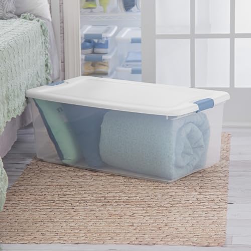 Sterilite 4-Pack Latching Box, Under Bed Storage Bins with Lids, Clear Plastic, 106 Quart - Heavy-Duty Organizing Containers for Closet, Bathroom, and Office - size: 106 Quart, style: 4 Pack