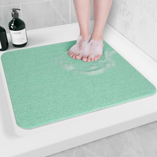 Hargiis Non-Slip Bathtub Mat, Anti Slip Shower Mat, Fast Drying Bathtub Mats, Foot Scrubber Mat, Anti Slip Mat for Tub, Floor, Bathroom, Kitchen, Home, Hotel (Light Green 24"×24") - color: Light Green, size: 24" x 24" (Rectangular)