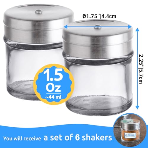6-Pack 1.5oz Glass Spice Seasonings Shaker With Adjustable Lid - size: 1.5 Oz