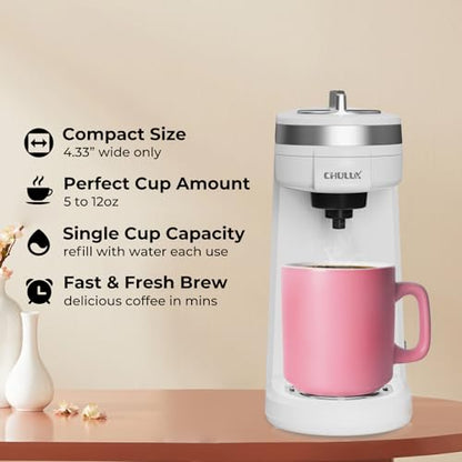 CHULUX Mini Coffee Maker for K Capsule, Single Serve Coffee Maker for One Cup Americano, Lightweight Pod Coffee Machine, Pearl White - color: White