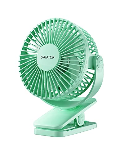 Gaiatop Portable Clip on Fan Battery Operated, Small Powerful 3 Speed Quiet 360° Rotate, USB Rechargeable Mini Personal Cooling Fan for Desk Table Home Office Stroller Camping Women Gifts Green - color: green