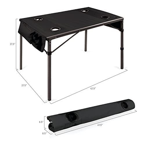 PICNIC TIME NCAA Syracuse Orange Travel Table Portable Folding Table, Camping Table, Outdoor Table with Carry Bag, (Black)