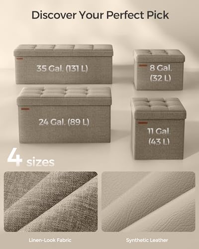 Folding Storage Ottoman Bench by SONGMICS - color: Camel Brown, size: 15"D x 43"W x 15"H
