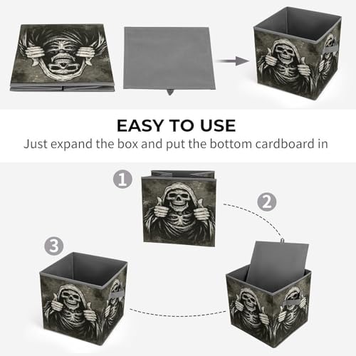 Skull Thumbs Up Foldable Storage Box with Handle Organizer Containers for Home Office Clothes Office Supplies - color: style-4-1