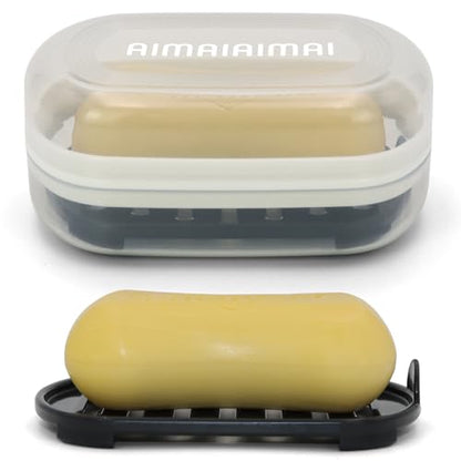 AIMAIAIMAI Soap Box, Travel Soap Container, Bar Soap Case with Removable Draining Layer - Clear Style A - color: Clear Style a