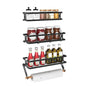 Spice Rack Wall Mount, Black, 3 Pack | Paper Towel Holder and Hooks, Screw or Adhesive Hanging, Space Saving, For Seasonings, Stove, RV, Cabinet - color: Black