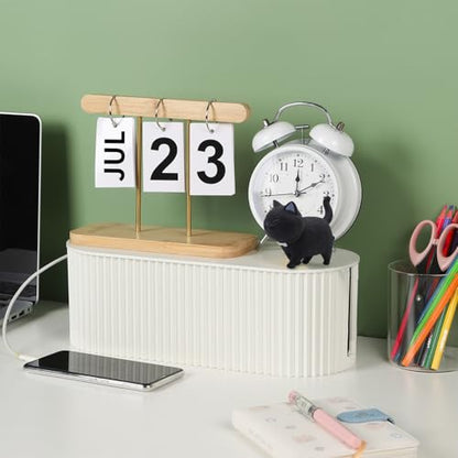 Large Cable Organizer Box for Power Strips, Surge Protectors, Chargers, TV Computer Wires - White - color: White