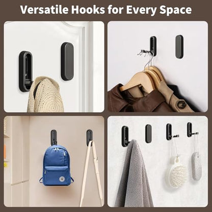 4Pcs Foldable Wall Hooks, Zinc Alloy Folding Hook Black, Heavy Duty Folding Coat Hooks Wall Mounted for Hanging Coat Towels Bags Keys (Black, 4 Pack) - color: Black, size: 4 Pack