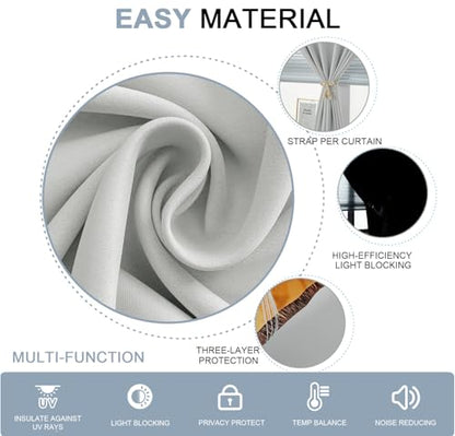 Adhesive Curtain - No Drilling, No Rod, Easy to Install Blackout Curtains for Window Blinds,Bedroom(Light Grey 35 * 71in-1P) - color: Light Grey, size: 35"W x 71"L (Pack of 1)