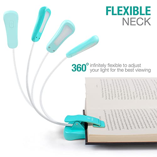 Vekkia Rechargeable Book Light for Reading in Bed, 3 Color x 3 Brightness, Lightweight Reading Light, Up to 70 Hours Lighting, Great for Readers, Travel (Blue) - color: Blue
