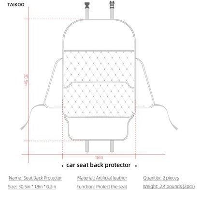 TAIKOO Seat Back Protector,Shields Seat Backs from Kicks and Adds Storage | kick mats back seat protector easy to install and clean, well-crafted, sturdy, durable and stylish.2 Pack - color: Style A-Black
