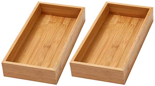 YBM HOME Bamboo Drawer Organizer Storage Box for Kitchen Drawer, Junk Drawer, Office, Bedroom, Children Room, Craft, Sewing, and Bathroom, 2 Pack 6x15x2 inch - size: 6x15x2 inch ( Pack of 2 )