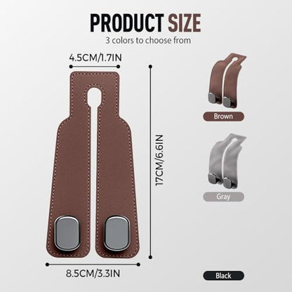 2026 New Car Seat Headrest Hooks for Purses and Bags - Support Car Headrest Hooks for Purses and Bags Coat, Leather Car Bag Purse Holder with Double Hooks (Gray-4PC) - color: Gray-4PC