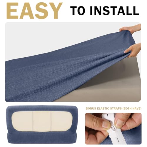 Waterproof RV Dinette Cushion Covers - Stretch Fabric Camper Seat Slipcover Replacement, Washable RV Couch Cover Designed for Camper Car Bench (Loveseat 2 Bench Cover, Blue Grey) - color: Blue Grey, size: Loveseat 2 Bench Cover