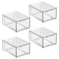 mDesign Plastic Bathroom Organizer Bin w/Pull Out Drawer - Slim Stackable Storage Container for Bathroom Accessories - Perfect for Organizing Bathroom Cabinet - Lumiere Collection - 4 Pack - Clear - size: ‎8x 6 x 4 (Pack of 4)