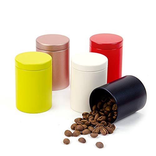 Small Tin Can Box 47 Canister for Coffee Tea Candy Storage Loose Leaf Tea Tin Containers Storage 5 Pcs (Five Colors, M) - color: 5 Colors, size: M=(D:1.85"*H:2.56")