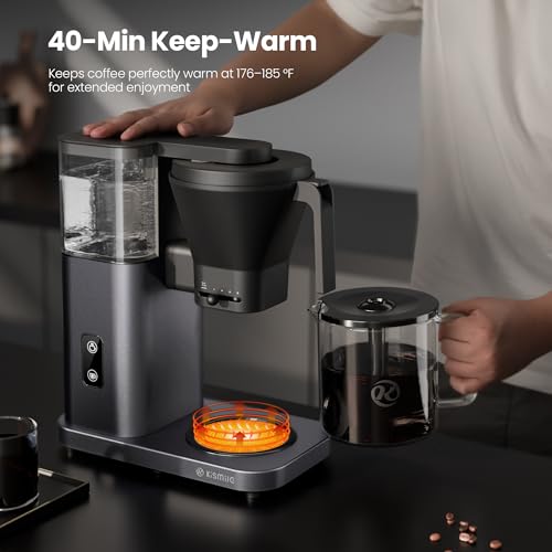 Kismile SCA-Certified 8 Cup Drip Coffee Maker, Pour Over Coffee Machine with 3s Instant Heat 197–205℉, Adjustable Flow Control, Removable Water Tank, Deep Cold Brew & 40 Min Keep Warm (Starry Grey) - color: Starry Gray