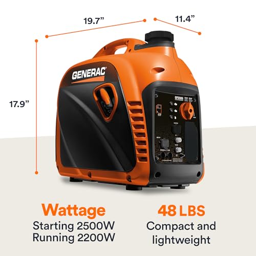 Generac 2,500-Watt Gas Powered Portable Inverter Generator - Lightweight and Compact Design - Produces Clean, Stable Power - Quiet Operation - Great for Home Backup, Camping, and RV Use - style: 2500-Watt Inverter - COsense - 49 ST