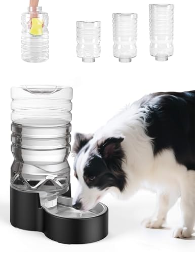 Heouvo 2.1 Gallon Automatic Dog Water Dispenser【Wide Mouth for Easy Hand-in Cleaning】【Removable Stainless Steel Bowl】, Gravity Refilling Large Capacity for Cats and Dogs, Multi-Pet Homes - size: 8L