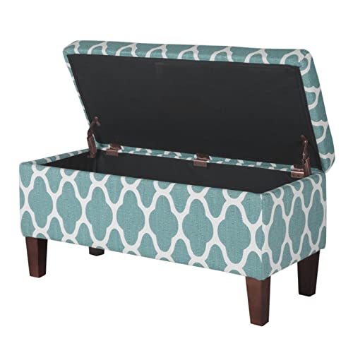 HomePop 36" Storage Ottoman Bench with Hinged Lid - Teal Blue Geometric - color: Teal Blue Geometric