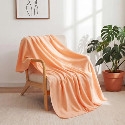 Buryeah 10 Pcs Fleece Blanket Bulk Soft Warm Blankets Cozy Fleece Lightweight Throw Blankets Plush Pet Throw Blanket for Home Bed Sofa Office Wedding Gifts Travel(50" X 60",Light Orange) - color: Light Orange