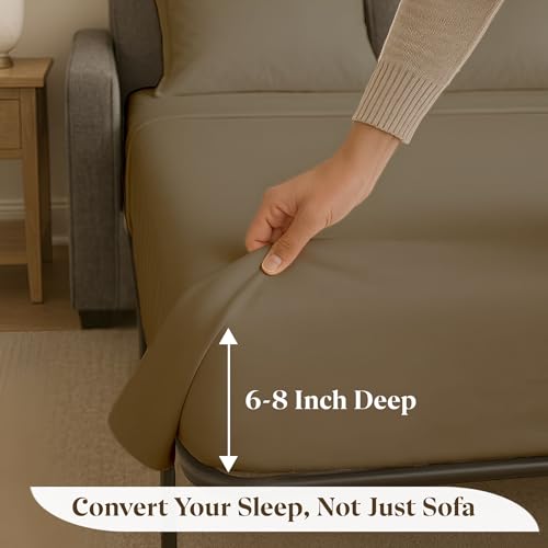 Soft & Luxurious Full Sleeper Sofa Bed Sheet Set - Premium Quality 100% Cotton Sheets, 4-Piece Solid Bedding Sets, Fits RV & Sofabed Mattresses up to 8" Deep, Taupe - color: 09-taupe, size: Full 8" Deep