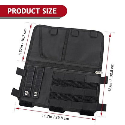 Molle Visor Panel Organizer, Tactical Car Sun Visor Cover Molle Webbing Compatible Elastic Slots Vehicle Visor Storage Holder Pouch for All Vehicle