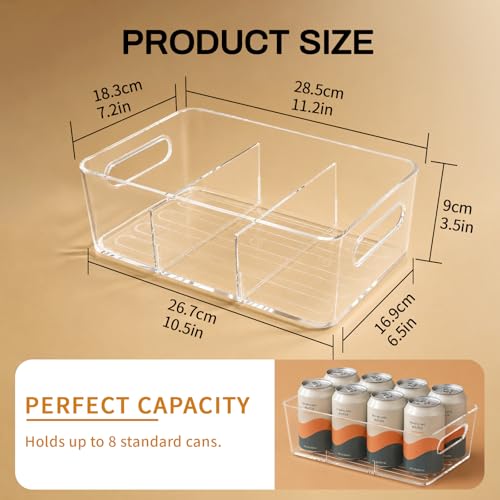 Mpotmiy 6 Pack Pantry Organizers and Storage,Clear Plastic Containers with 2 Dividers for Kitchen,Fridge Organization and Storage,Acrylic Bins for Pounches,Spice Packet,Snack organzier - style: 6pack