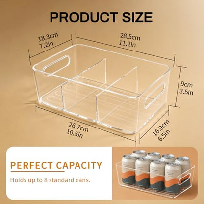 Mpotmiy Pantry Organizers and Storage , 8 Pack Snack Organizer for Pantry Shelf,Food Storage Bins with Divider,Clear Containers for Organizing,Transparent Plastic Basket,Refrigerator and Fridge Bins - style: 8pack